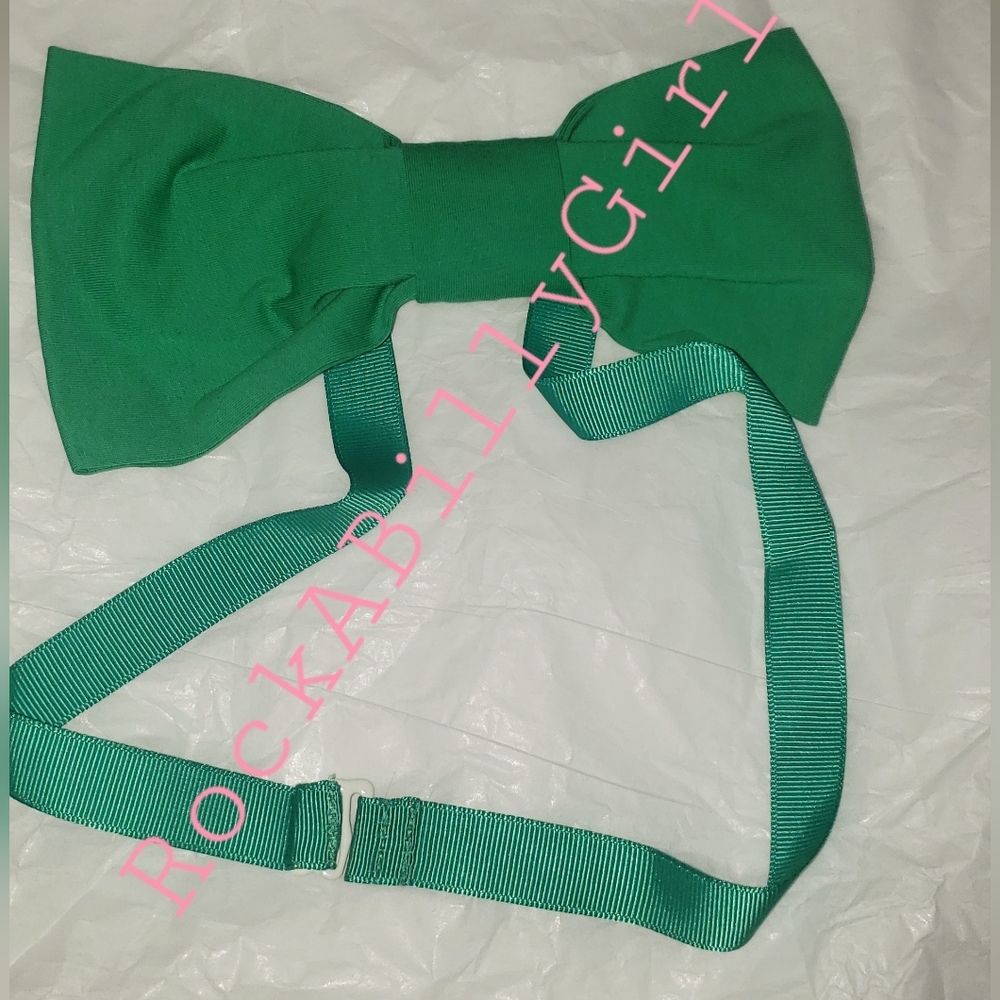 Tatyana Hunter Green Big Bow Pinup Detachable Adjustable Necktie or Hair Tie